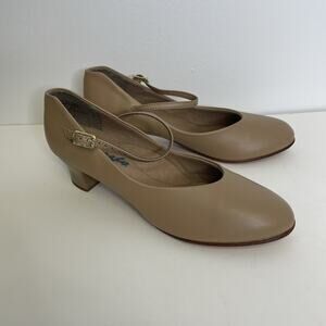 Capezio Tap Jr Footlight Character 550 Women Dance Shoe Tan/Khaki Mary Jane 9M